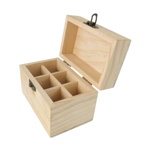 LALADEFIEE Holzkiste Für Ätherische Öle 6 Fächer Organizer Für Duftöle Und Parfüm 11.7x8x9cm Tragbar Desktop Aufbewahrungsetui von LALADEFIEE
