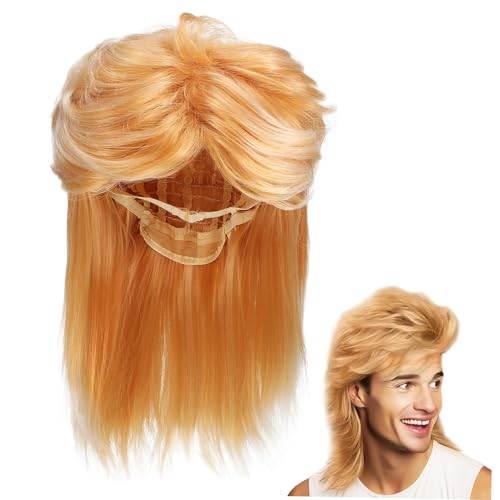LALADEFIEE Jahre Herren Perücke Blond Langlebige Hochtemperatur-synthetik Authentischer Vintage Look für Halloween Kostümparty Rocker und Maskerade Accessoire von LALADEFIEE