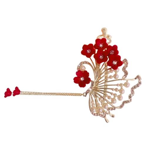LALADEFIEE Tassel Haarclip Mit Blumen-design Chinesisches Haarschmuck-accessoire Für Haarspange Mit Kunstperlen Für Hochzeiten Und Besondere Anlässe von LALADEFIEE