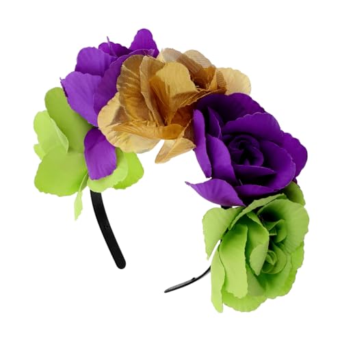 LALADEFIEE Mexikanische Cosplay-kopfbedeckung Blumenkrone Stirnband Für Frauen Tag Der Toten Festival Haar-accessoire von LALADEFIEE