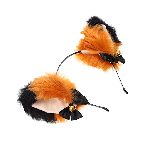 LALADEFIEE Plüsch-stirnband Mit Katzenohren Party Haarband Cartoon Kopfschmuck Ohr Haarreif Goldene Glocke Farbe von LALADEFIEE