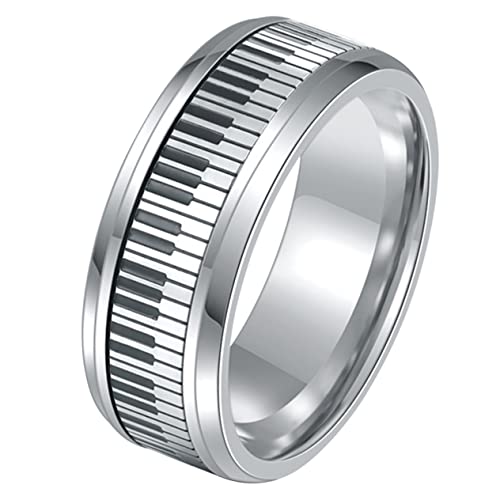LALADEFIEE Klavier Tastatur Ring Drehbar Modischer Leichter Fingerschmuck Rostfrei Angenehm zu Tragen für Musikliebhaber Alltag Büro Besondere Anlässe von LALADEFIEE