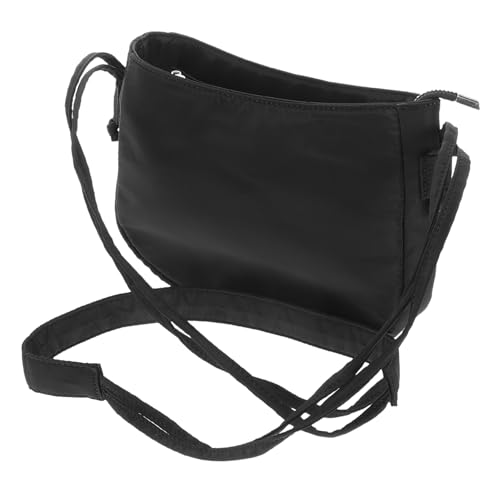 LALADEFIEE Kleine Damen Schultertasche mit Verstellbarem Gurt Schwarze Handliche Umhängetasche mit Schleifendetail Kleine Handtasche für Alltag Büro und Reisen von LALADEFIEE