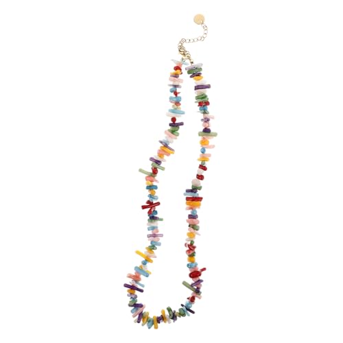 LALADEFIEE Korallen-halskette Für Damen Bunte Perlenketten Mit Muschelanhänger Strand-schmuck Sommer-outfit Accessoires Langlebiges Korallenmaterial von LALADEFIEE