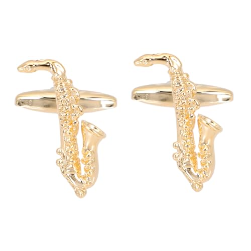 LALADEFIEE Kreative Saxophon Manschettenknöpfe für Herren Goldfarben Einzigartige Musik Designs Stilvolle Hemdzubehör Eleganter Business Anzug Schmuck von LALADEFIEE