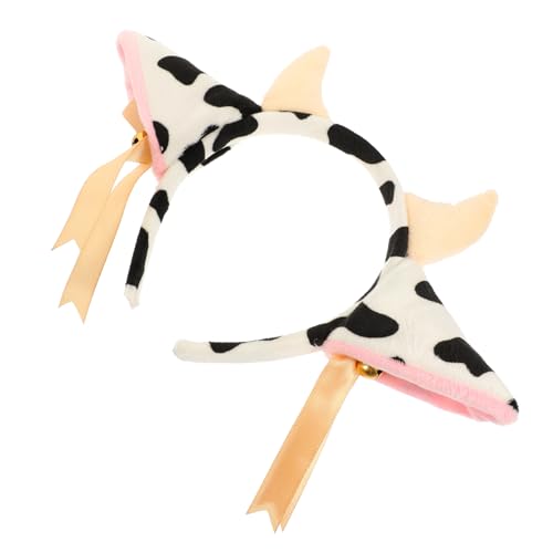 LALADEFIEE Kuh Stirnband Mit Schleife Und Glocke Aus Metall Und Plüsch Für Festival Party Kopfschmuck Haar-accessoire Bühne Leistung Schmuck von LALADEFIEE