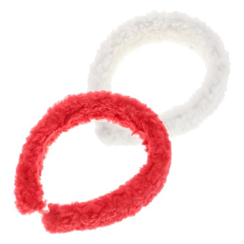 LALADEFIEE 2stücke Spa Stirnbänder Für Gesichtsreinigung Teiliges Fleece Makeup Und Hautpflege Und Elastisches Haarband Rot Und Weiß Für Damen von LALADEFIEE