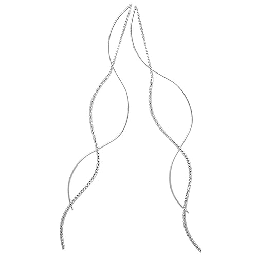 LALADEFIEE Lange Quasten Ohrringe Damen mit Welliger Kette Hängende Ohrhänger Leichte Legierung Langlebig Stilvoll für Alltag und Besondere Anlässe Silber von LALADEFIEE