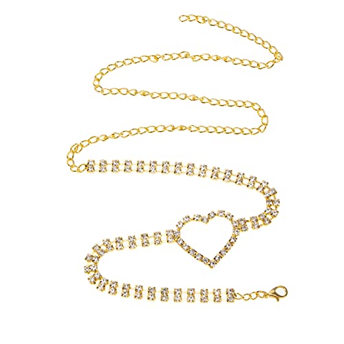 LALADEFIEE Leg Chain Damen Körperkette mit Herz Anhänger Glänzend Vergoldete Leg Jewelry aus Legierung Bein Schmuck für Strand Party Sommerkleider und Clubwear von LALADEFIEE