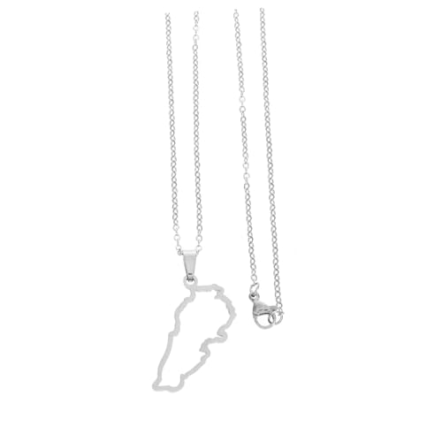 LALADEFIEE Libanon Karte Anhänger Halskette Stahlfarbe Hohl Design Libanesische Flagge Schmuck Für Damen Herren Stilvolles Für Familie Freunde von LALADEFIEE