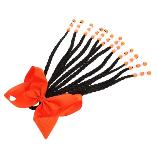 LALADEFIEE Mädchen Geflochtene Pferdeschwanzverlängerung mit Perlen Synthetische Haarperücke für Partys Cosplay Alltag Haarteil für Kinder mit Schleifenverzierung von LALADEFIEE