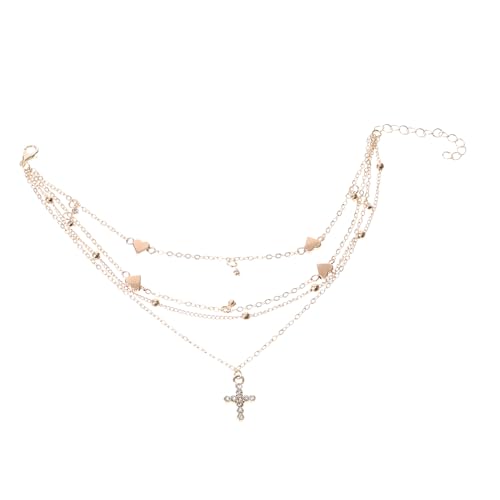 LALADEFIEE Mehrlagiges Fußkettchen Damen Metall Sterne Rundperlen Mode Elegant Strand Schmuck für Urlaub und Alltag von LALADEFIEE