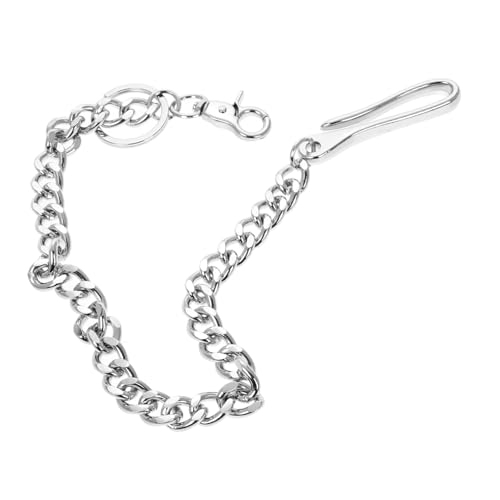 LALADEFIEE Metallic Jeanskette mit Karabiner Vintage Punk Hip Hop Hose Kette für Herren und Damen Robuste Metallhosekette als Geldbörsenkette Vielseitiges Accessoire für Streetwear und von LALADEFIEE