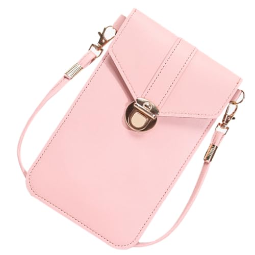 LALADEFIEE Mini PU Crossbody Bag Damen Handytasche mit Touchscreen Funktion Kompakt und Modisch Verstellbarer Schultergurt Praktisch für Telefon Geldbörse und Kleine Alltagsgegenstände Rosa von LALADEFIEE