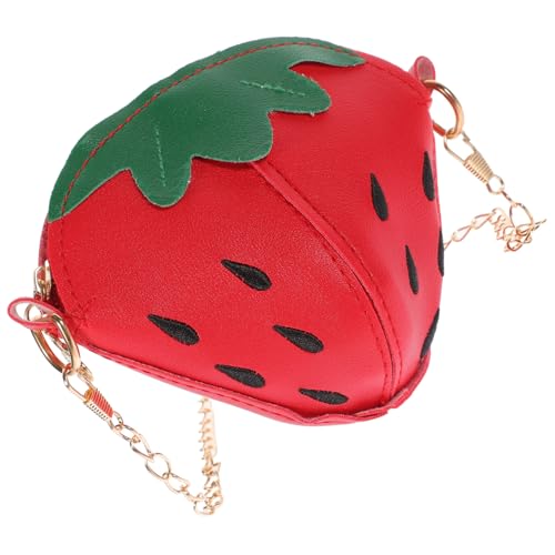 LALADEFIEE Erdbeertasche Mit Schultergurt Umhängetasche Für Junge Mädchen Erdbeer-Design Leichtgängiger Reißverschluss Praktische Junge Mädchen-obsttasche -umhängetasche von LALADEFIEE