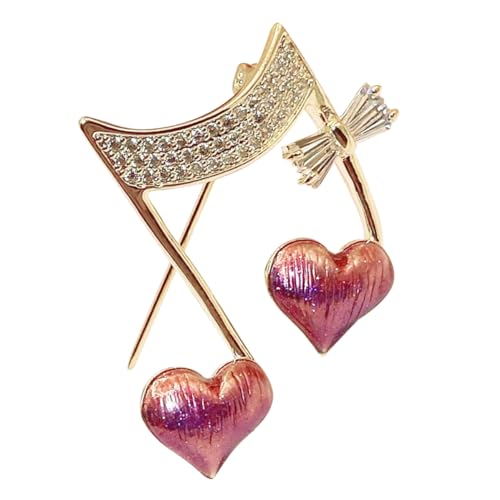 LALADEFIEE Musiksymbol Brosche Mantelbrosche Musiknote Brosche Herz Brosche Strass Pin Abzeichen Musical Note Brosche Rucksackstift Kreative Metallnadel Mantel Anstecknadel für Hochzeit von LALADEFIEE