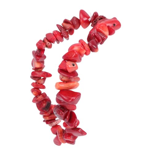 LALADEFIEE Natürliche Kristallstein Armband Damen Unregelmäßige Rote Korallen Splitter Schmuck Handgelenk Kette Modisches Accessoire Vielseitig Kombinierbar für Alltag und Party von LALADEFIEE