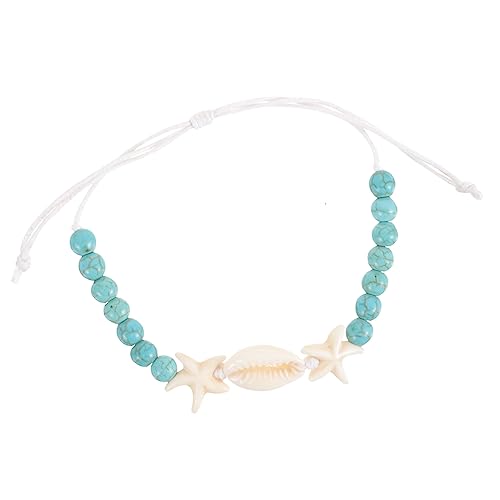 LALADEFIEE Verstellbares Muschelarmband für Damen Handgewebtes Schnurarmband Natürlichen Materialien Zartes Freundschaftsarmband für Strand und Alltag von LALADEFIEE