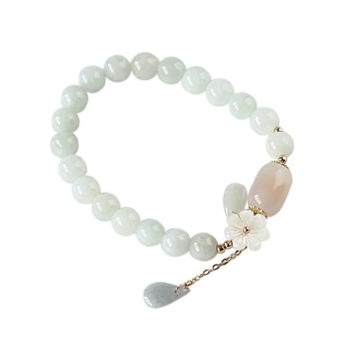 LALADEFIEE Natürlicher Jadearmreif Elastisch Handgefertigt Schutzarmband Edelstein Schmuck für Damen und Herren Tägliches Accessoire Stilvoll Elegant von LALADEFIEE