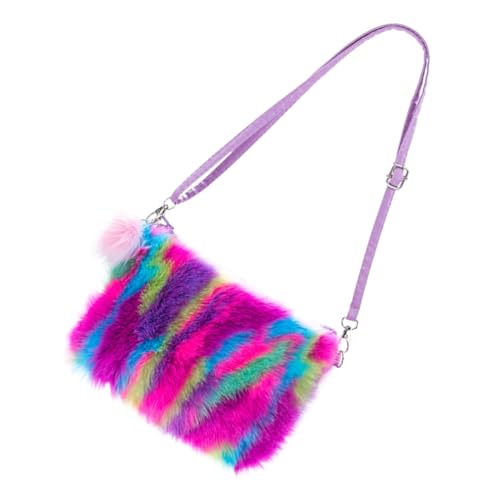 LALADEFIEE Plüsch Umhängetasche Für Mädchen Süße Cartoon Schultertasche Regenbogenfarben Leicht Und Vielseitig Für Kleine Mädchen Als Handy Geldbörse von LALADEFIEE