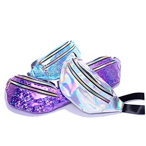 LALADEFIEE Pu Bauchtasche Mit Reflektierenden Pailletten Umhängetasche Für Damen Praktische Gürteltasche Mit Mehreren Fächern Für Outdoor- - von LALADEFIEE