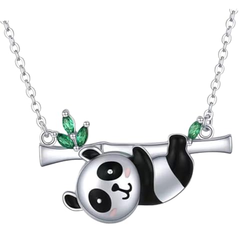 LALADEFIEE Panda Anhänger Halskette Damen Metall Kette Leicht Skinfreundlich Modisch für Alltag Hochzeit Geschenk Mädchen von LALADEFIEE