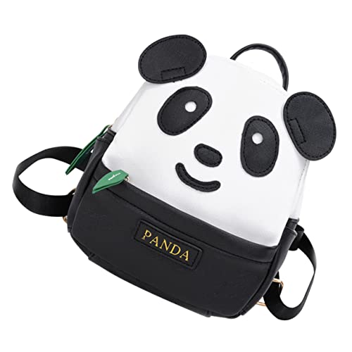LALADEFIEE Panda-Muster Rucksack Klein Schwarz Für Jungen Mädchen Cartoon-Rucksack Schulrucksack Reiserucksack Mit Verstellbaren Schultergurten von LALADEFIEE