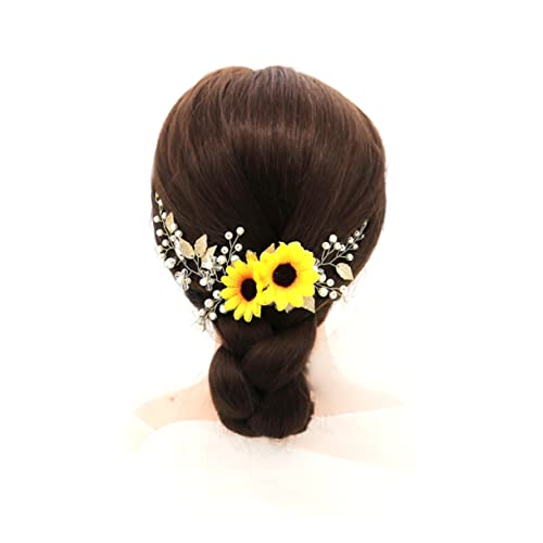 LALADEFIEE Sonnenblumen Haarkranz Für Frauen Handgemachtes Haarband Für Hochzeiten Partys Und Besondere Anlässe Leicht Rutschfest Für Fotografie Und Dekoration von LALADEFIEE