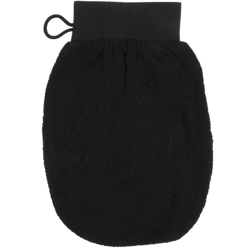 LALADEFIEE Peeling-handschuhe Für Bad Und Dusche Badehandschuh Zum Entfernen Abgestorbener Hautzellen Mit Gummiband Und Verschlussband Für Männer Und Frauen Schwarz von LALADEFIEE