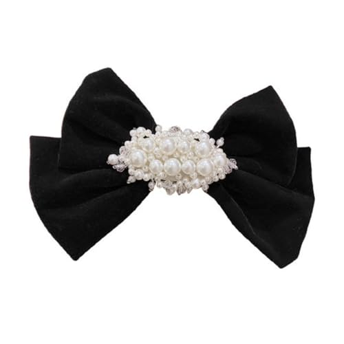 LALADEFIEE Perlen haarspange mit Schleife für Damen und Mädchen Modischer Haarschmuck Langlebig und Bequem Eleganter Haarklammer clip Geeignet für Frauen und Schwarzes Accessoire von LALADEFIEE