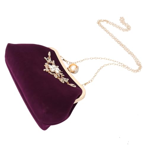 LALADEFIEE Strass Handtasche Damen Abendtasche Hochzeitstasche Clutch Mit Strasssteinen Aus Plüschstoff Und Schulterkette Für Bankette Partys Und Alltag von LALADEFIEE