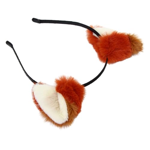 LALADEFIEE Plüsch Fuchsohren Haarreif Elastisch Flexibel Komfortabel Kopfgröße Verstellbar Abnehmbare Ohren Rotrötlich für Faschingskostüm Cosplay Party Zubehör von LALADEFIEE