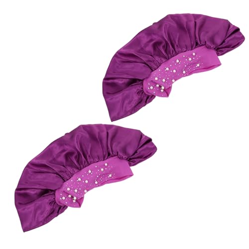 LALADEFIEE 2stücke Hochwertige Wasserdichte Duschhaube Für Damen Elastische Haarhaube Für Bad Spa Und Gesichtspflege von LALADEFIEE