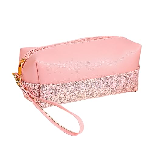 LALADEFIEE Portable Kosmetiktasche Pu Schimmerndem Design Make-up Organizer Für Reise Und Toilettenartikel Für Damen von LALADEFIEE