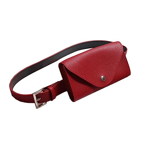 LALADEFIEE Pu Mini Gürtel Handy Tasche Für Frauen Rote Umhängetasche Im Umschlag-Stil Abnehmbarer Gürtel Kleine Bauchtasche Für Schlüssel Lippenstift Ausweis Und Mehr von LALADEFIEE
