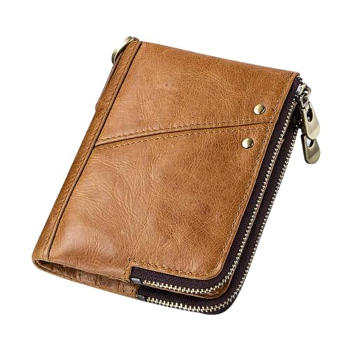 LALADEFIEE RFID Echtleder Herren Geldbörse Khaki Wallet mit Münzfach Multifunktionales Kartenetui Dünne Handtasche für Alltag und Büro Stylische Diebstahl Clutch für Männer von LALADEFIEE
