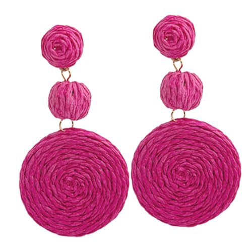LALADEFIEE Raffia Creolen Ohrringe Damen Statement Tropische Boho Beach Ohrschmuck Sommer Urlaub Geschenk von LALADEFIEE