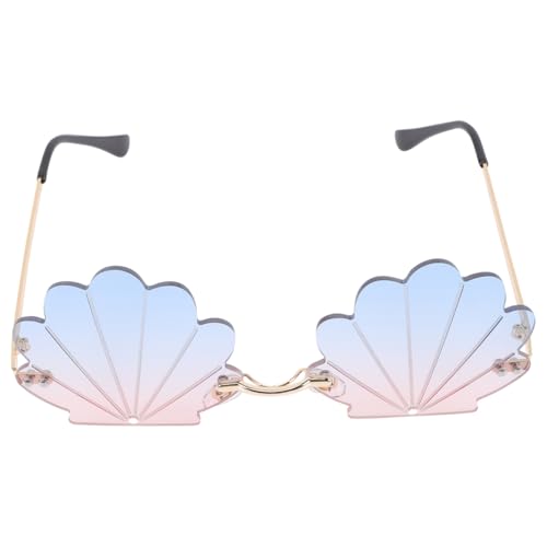 LALADEFIEE Frameless Für Frauen Witzige Und Kreative Party Im Muscheldesign Goldener Rahmen Mit Pinken Gläsern Ideal Für Kostümpartys Und Besondere Anlässe von LALADEFIEE