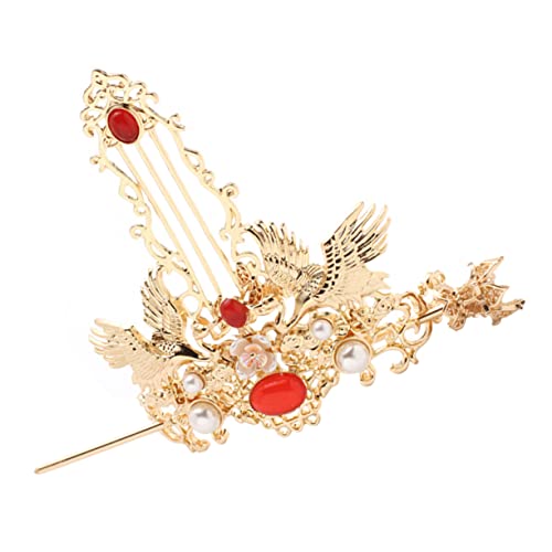 LALADEFIEE Retro Haar Krone Chinesischer Stil Haarstab Für Frauen Vintage Haar Zubehör Mit Kunstperlen Und Edelsteinen Stilvolle Frisur Accessoires von LALADEFIEE