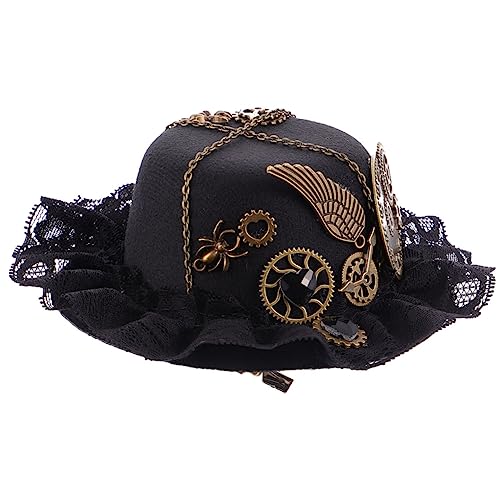 LALADEFIEE Retro Steampunk Hut für Damen und Herren Kleine Haarnadel Zubehör Kunststoff Schwarz für Kostümpartys und Tägliche Verwendung LALADEFIEE Retro Steampunk Hut für Damen und Herren Kleine Haarnadel Zubehör Kunststoff Schwarz für Kostümpartys und Tägliche Verwendung von LALADEFIEE