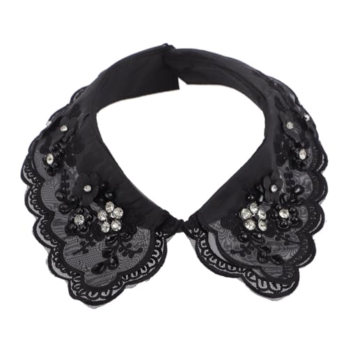 LALADEFIEE Retro Stickerei Fake Kragen mit Strasssteinen Abnehmbarer Damen Blusenkragen Stehkragen Design Komfortables Langlebiges Material für Eleganten Vintage Look von LALADEFIEE