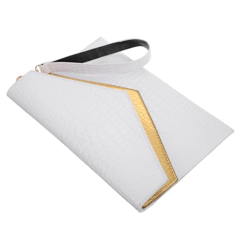 LALADEFIEE Retro Textur Clutch Handtasche Damen Weiß PU Leichte Business Umhängetasche Vielseitige Handgelenk Abendtasche für Alltag und Beruf von LALADEFIEE