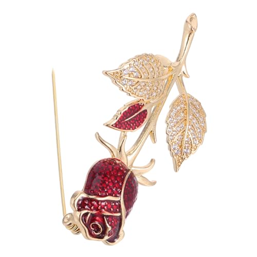 LALADEFIEE Rosenbrosche mit Funkelnden Strasssteinen Leichter und Langlebiger Anstecker für Damen Zeitloses Design Modisches Schmuckaccessoire für Festliche Anlässe und Alltag von LALADEFIEE