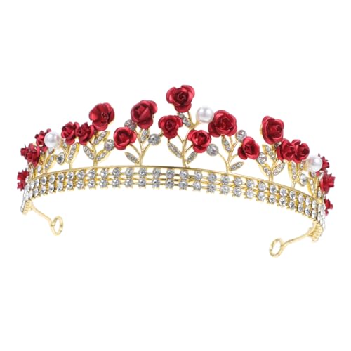 LALADEFIEE Rote Rosen Haarband Mit Kristallen Hochzeits-haaraccessoire Für Braut Und Brautjungfern Kopfschmuck-design Für Besondere Anlässe von LALADEFIEE