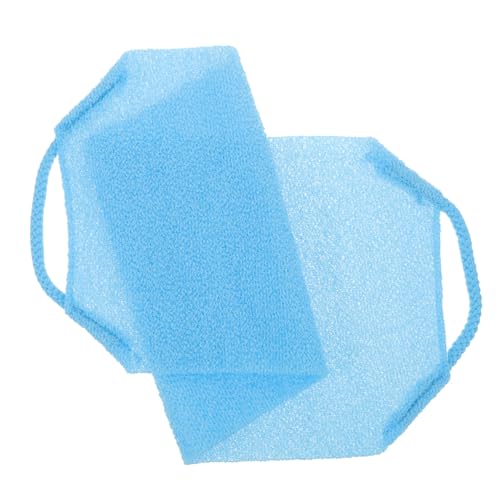 LALADEFIEE Rückenschrubber Doppelseitig mit Aufhängeöse Intensives Peeling und Massage Badetuch für Männer und Frauen Sanftes Körperpeeling Kräftiges Hautreinigungszubehör in Blau von LALADEFIEE