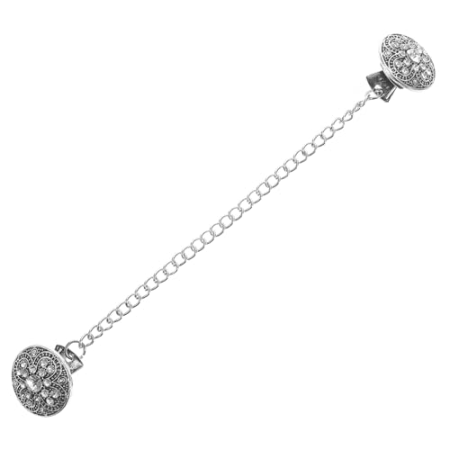 LALADEFIEE Runder Vintage Strickjacken Clip mit Metallkette Vielseitiger Pullover Verschluss Langlebiger Sweater Buckle für Damen Eleganter Schal und Mantelhalter Modisches Accessoire von LALADEFIEE