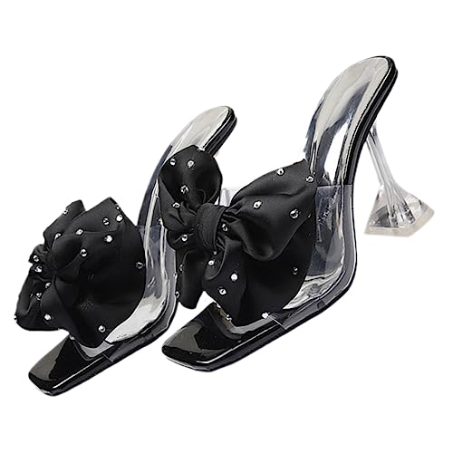 LALADEFIEE 1paar Mules Heels Mit Schleife Für Damen Elegante Sommer-sandalen Mit Hohem Absatz Bow-tie Design Rutschfeste Sohle Für Büro Shopping Oder Besondere Anlässe von LALADEFIEE