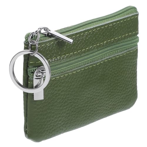 LALADEFIEE Kleinledergeldbörse Für Damen Mini Münzbeutel Mit Schlüsselanhänger Design Grün Für Unterwegs Praktische Aufbewahrung Von Münzen Und Karten von LALADEFIEE