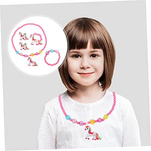 LALADEFIEE Schmuckset Teilig Einhorn Halskette Armband Ohrringe Ring Mädchen Leicht Langlebig von LALADEFIEE
