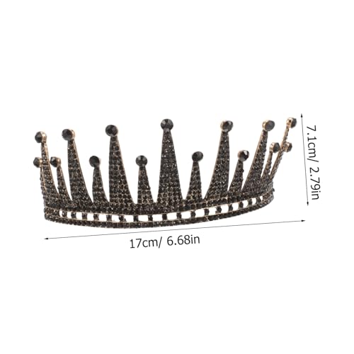 LALADEFIEE Schwarze Barock Tiara mit Funkelnden Strasssteinen Leichte Brautkrone für Hochzeit Abschlussball Halloween und Festliche Anlässe Eleganter Haarschmuck für Damen und Königinnen von LALADEFIEE